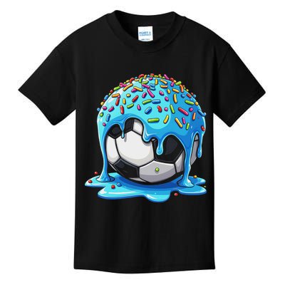 Soccer Drip Ice Cream Drip With Sprinkles Summer Kids T-Shirt