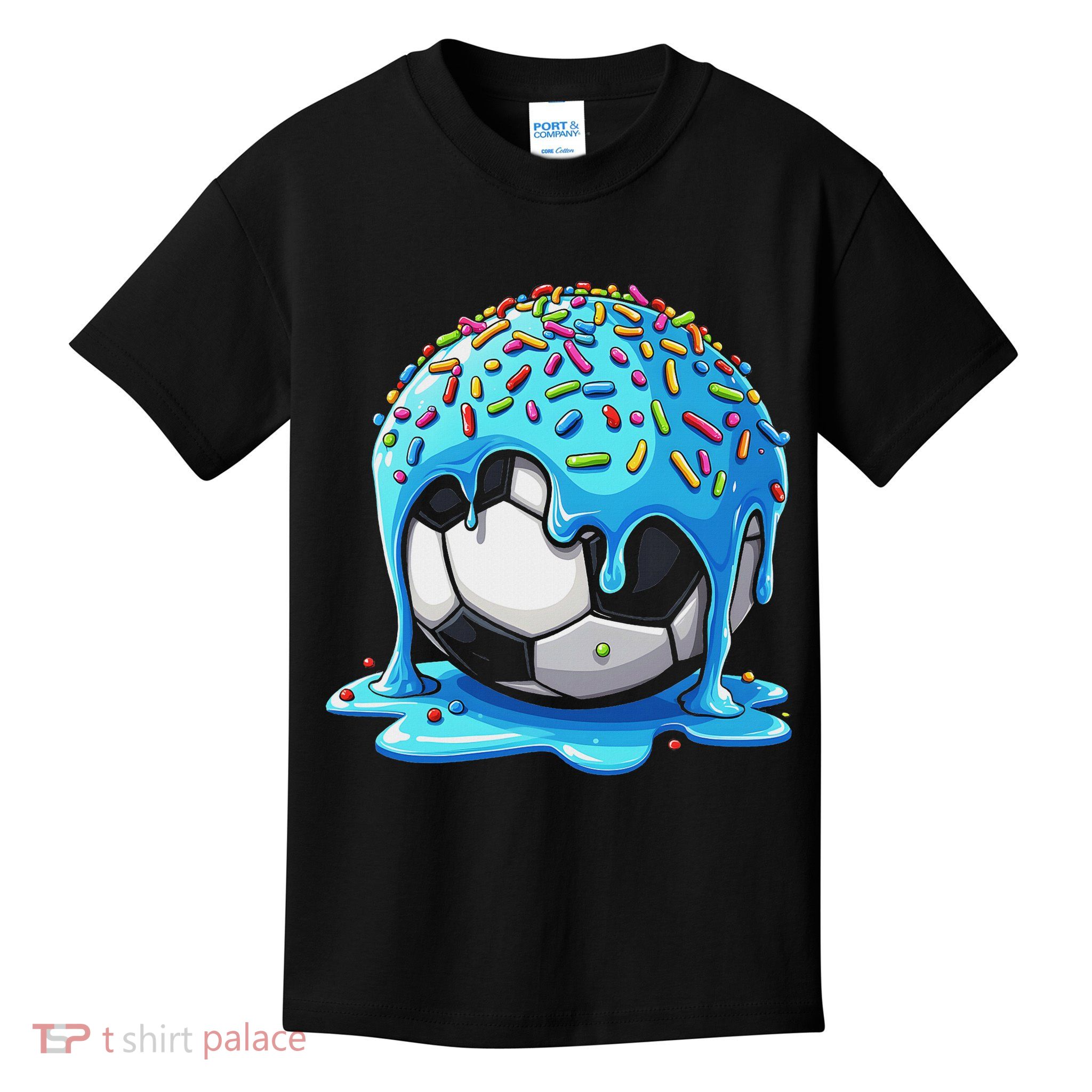 Soccer Drip Ice Cream Drip With Sprinkles Summer Kids T-Shirt