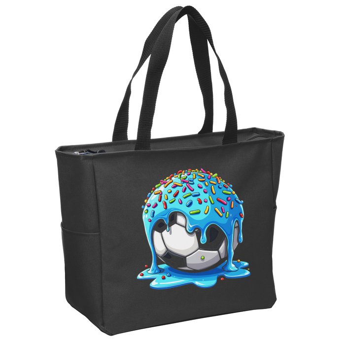 Soccer Drip Ice Cream Drip With Sprinkles Summer Zip Tote Bag
