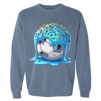 Soccer Drip Ice Cream Drip With Sprinkles Summer Garment-Dyed Sweatshirt