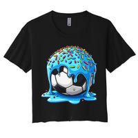 Soccer Drip Ice Cream Drip With Sprinkles Summer Women's Crop Top Tee