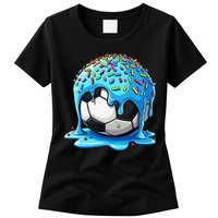 Soccer Drip Ice Cream Drip With Sprinkles Summer Womens T-Shirt