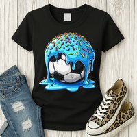 Soccer Drip Ice Cream Drip With Sprinkles Summer Womens T-Shirt