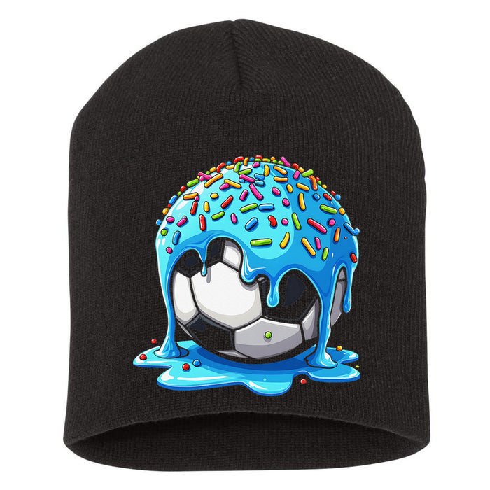 Soccer Drip Ice Cream Drip With Sprinkles Summer Short Acrylic Beanie