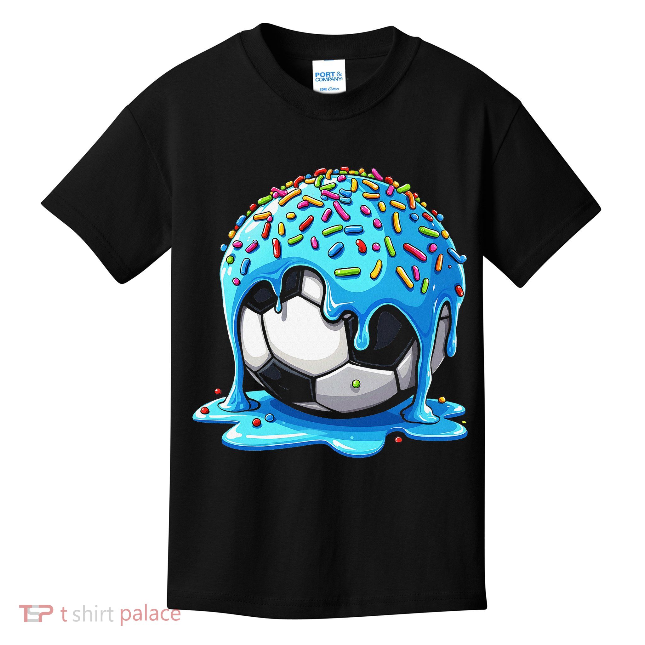 Soccer Drip Ice Cream Drip With Sprinkles Summer Kids T-Shirt