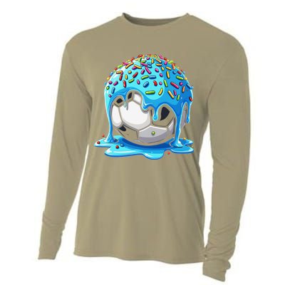 Soccer Drip Ice Cream Drip With Sprinkles Summer Cooling Performance Long Sleeve Crew