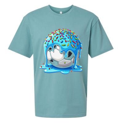Soccer Drip Ice Cream Drip With Sprinkles Summer Sueded Cloud Jersey T-Shirt