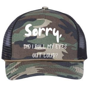 Sorry Did I Roll My Eyes Out Loud? Funny Retro Rope Trucker Hat Cap