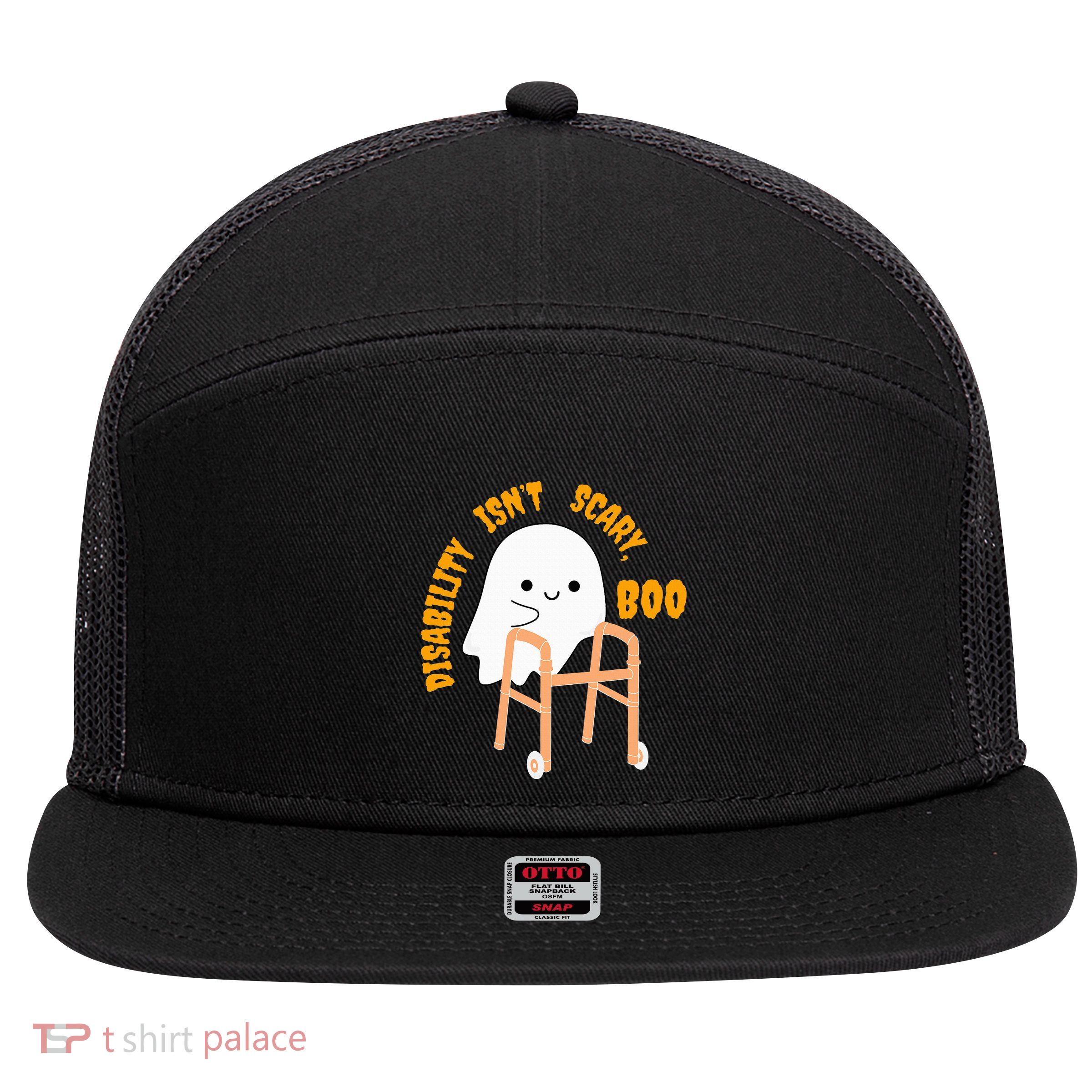 Spooky Disability Isn’t Scary Boo Cute Halloween Funny Trend 7 Panel Mesh Trucker Snapback Hat