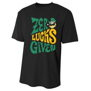 St.Patrick`s Day Irish Zero Lucks Given Skeleton Leprechaun Performance Sprint T-Shirt