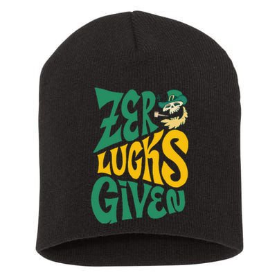 St.Patrick`s Day Irish Zero Lucks Given Skeleton Leprechaun Short Acrylic Beanie