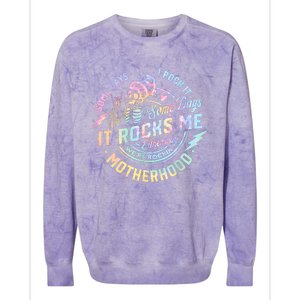 Some Days I Rock It Some Days It Rocks Me Tie Dye Skull Mom Colorblast Crewneck Sweatshirt