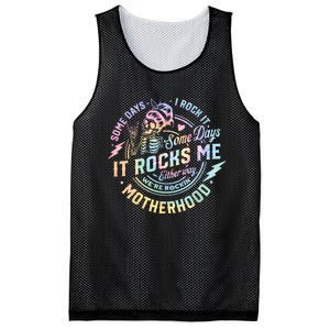 Some Days I Rock It Some Days It Rocks Me Tie Dye Skull Mom Mesh Reversible Basketball Jersey Tank