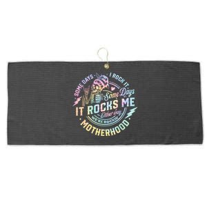 Some Days I Rock It Some Days It Rocks Me Tie Dye Skull Mom Large Microfiber Waffle Golf Towel