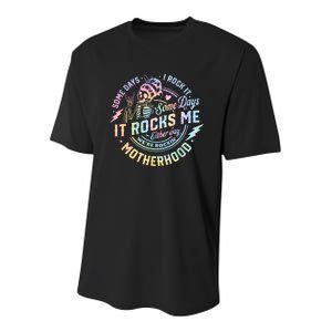 Some Days I Rock It Some Days It Rocks Me Tie Dye Skull Mom Youth Performance Sprint T-Shirt