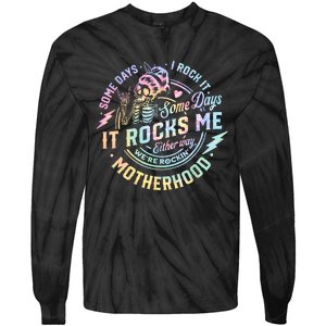 Some Days I Rock It Some Days It Rocks Me Tie Dye Skull Mom Tie-Dye Long Sleeve Shirt