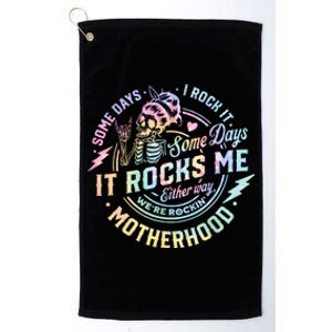 Some Days I Rock It Some Days It Rocks Me Tie Dye Skull Mom Platinum Collection Golf Towel