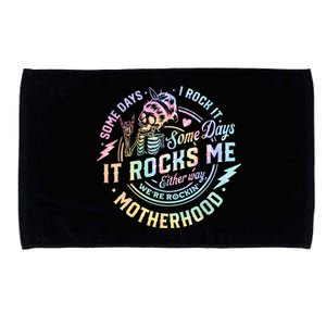 Some Days I Rock It Some Days It Rocks Me Tie Dye Skull Mom Microfiber Hand Towel