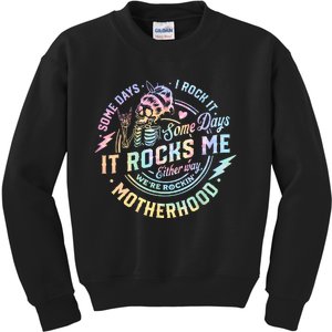 Some Days I Rock It Some Days It Rocks Me Tie Dye Skull Mom Kids Sweatshirt