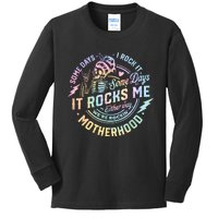 Some Days I Rock It Some Days It Rocks Me Tie Dye Skull Mom Kids Long Sleeve Shirt