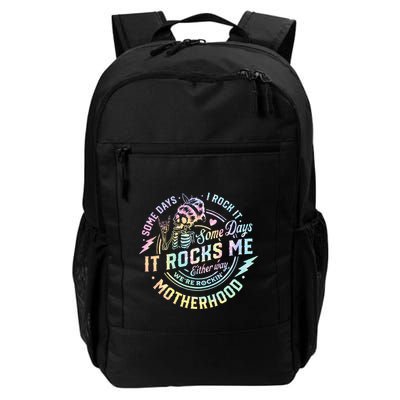 Some Days I Rock It Some Days It Rocks Me Tie Dye Skull Mom Daily Commute Backpack