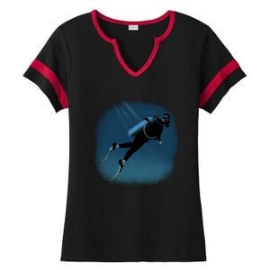 Scuba Diving Illustration Ladies Halftime Notch Neck Tee