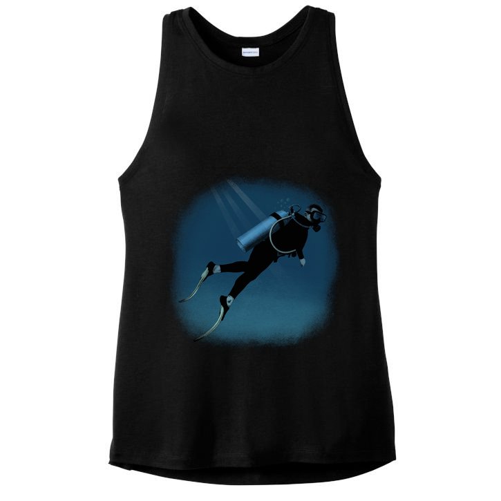 Scuba Diving Illustration Ladies PosiCharge Tri-Blend Wicking Tank