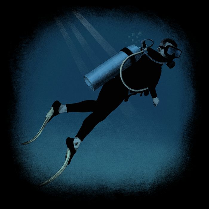Scuba Diving Illustration Cooling Performance Crew T-Shirt