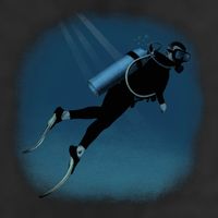 Scuba Diving Illustration 11oz C Handle Ceramic Mug