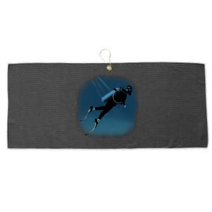 Scuba Diving Illustration Large Microfiber Waffle Golf Towel