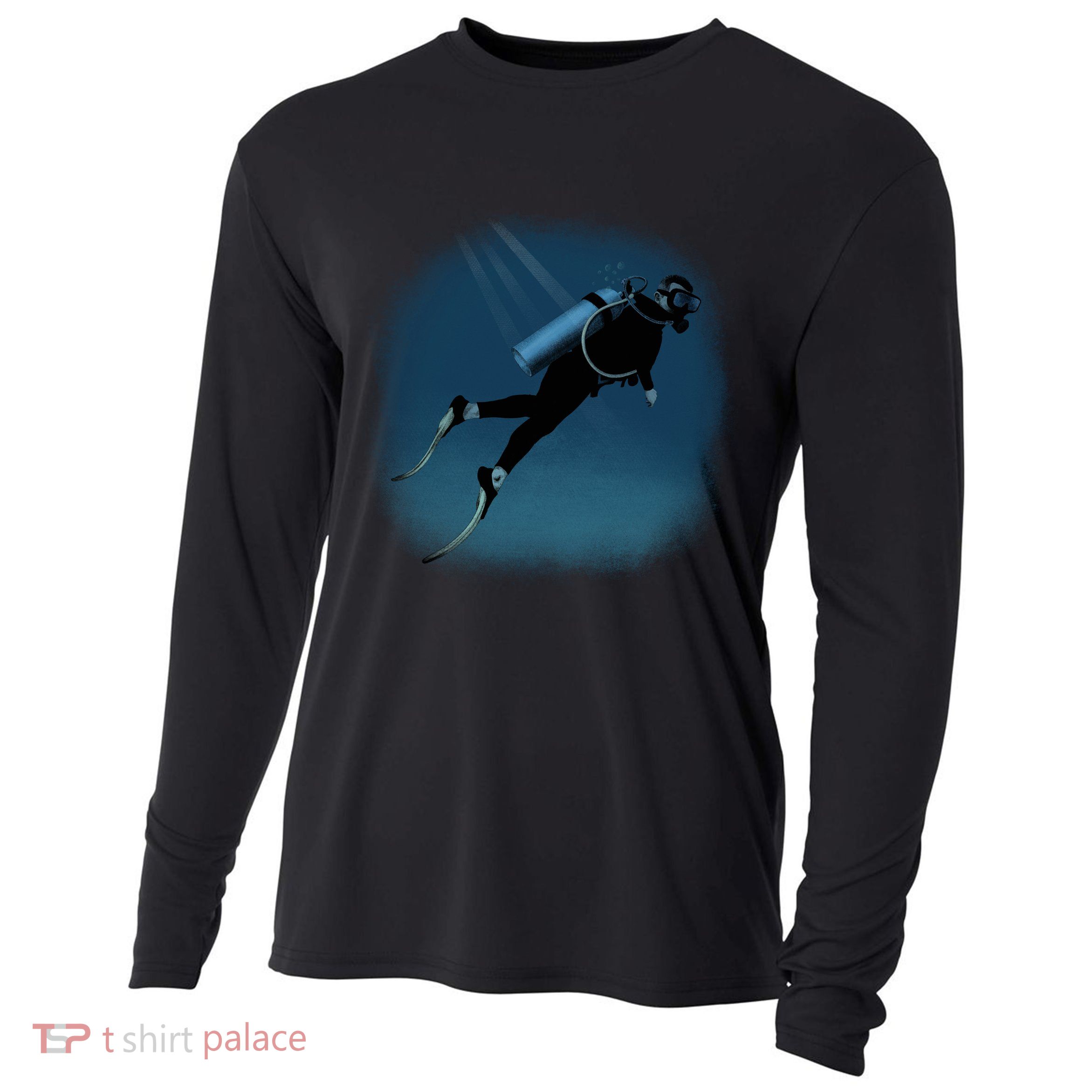 Scuba Diving Illustration Cooling Performance Long Sleeve Crew