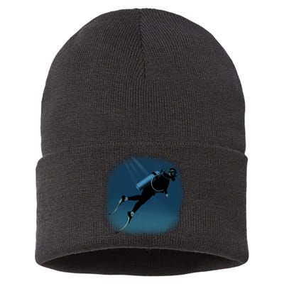 Scuba Diving Illustration Sustainable Knit Beanie