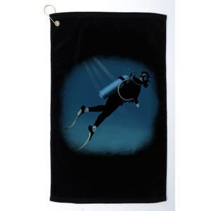 Scuba Diving Illustration Platinum Collection Golf Towel