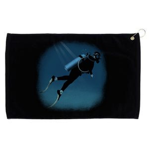 Scuba Diving Illustration Grommeted Golf Towel