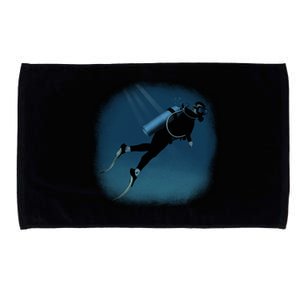 Scuba Diving Illustration Microfiber Hand Towel