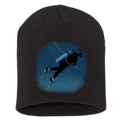 Scuba Diving Illustration Short Acrylic Beanie