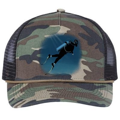 Scuba Diving Illustration Retro Rope Trucker Hat Cap