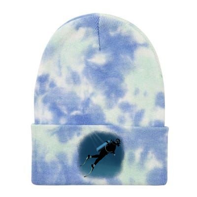 Scuba Diving Illustration Tie Dye 12in Knit Beanie