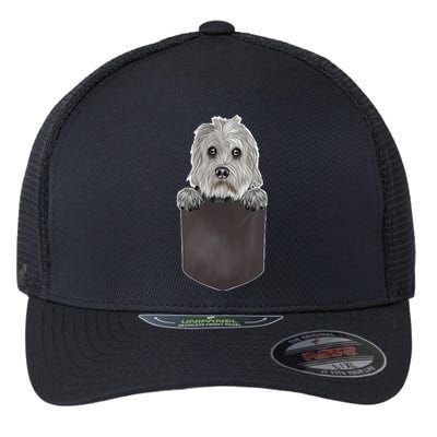 S Dog In Pocket Funny Dog Lover Dandie Dinmont Terrier V Neck Flexfit Unipanel Trucker Cap