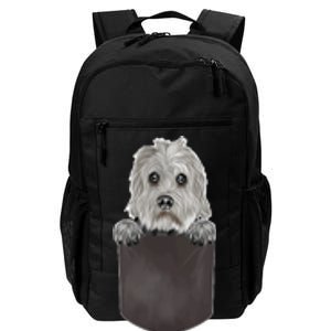 S Dog In Pocket Funny Dog Lover Dandie Dinmont Terrier V Neck Daily Commute Backpack