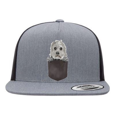 S Dog In Pocket Funny Dog Lover Dandie Dinmont Terrier V Neck Flat Bill Trucker Hat