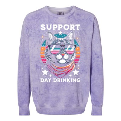 Support Day Ing Advocate Alcohol Enthusiast Cat Gift Colorblast Crewneck Sweatshirt