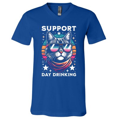 Support Day Ing Advocate Alcohol Enthusiast Cat Gift V-Neck T-Shirt