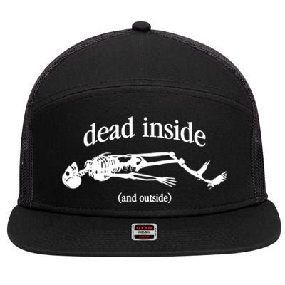 Snazzyseagull Dead Inside And Outside Skeleton 7 Panel Mesh Trucker Snapback Hat