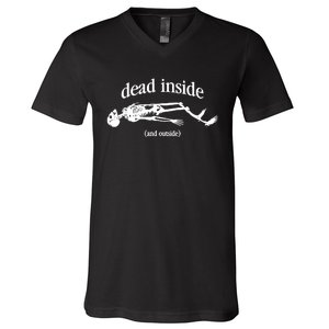 Snazzyseagull Dead Inside And Outside Skeleton V-Neck T-Shirt