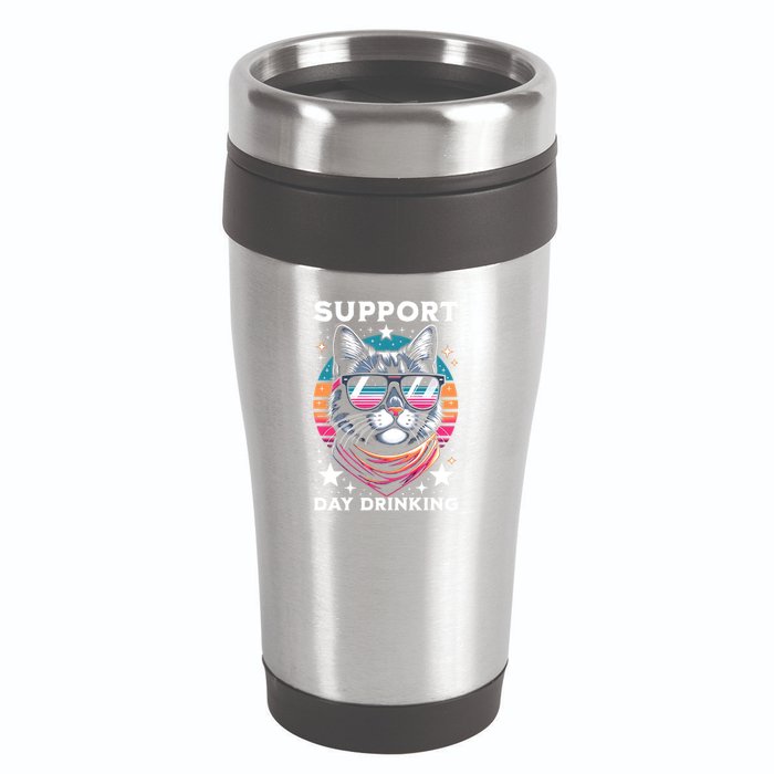 Support Day Ing Advocate Alcohol Enthusiast Cat Gift 16oz Travel Tumbler
