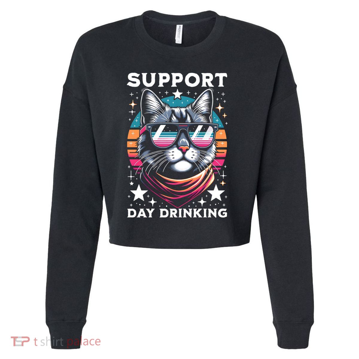 Support Day Ing Advocate Alcohol Enthusiast Cat Gift Cropped Pullover Crew