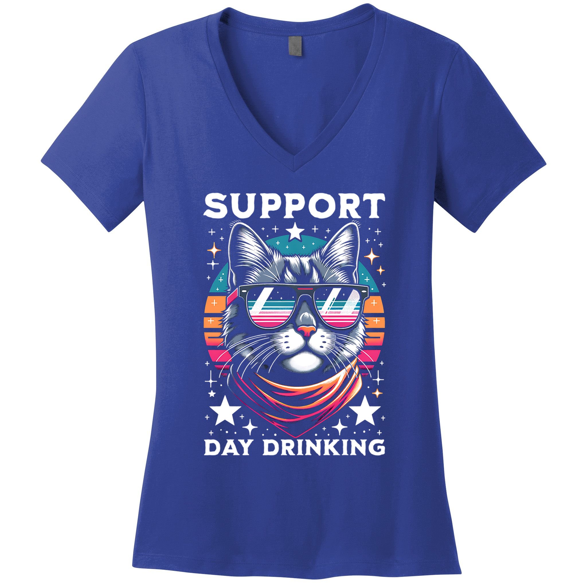 Support Day Ing Advocate Alcohol Enthusiast Cat Gift Women's V-Neck T-Shirt