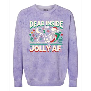 Skeleton Dead Inside But Jolly Af Gift Colorblast Crewneck Sweatshirt