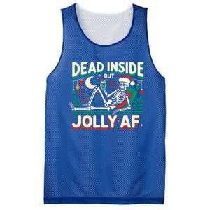 Skeleton Dead Inside But Jolly Af Gift Mesh Reversible Basketball Jersey Tank